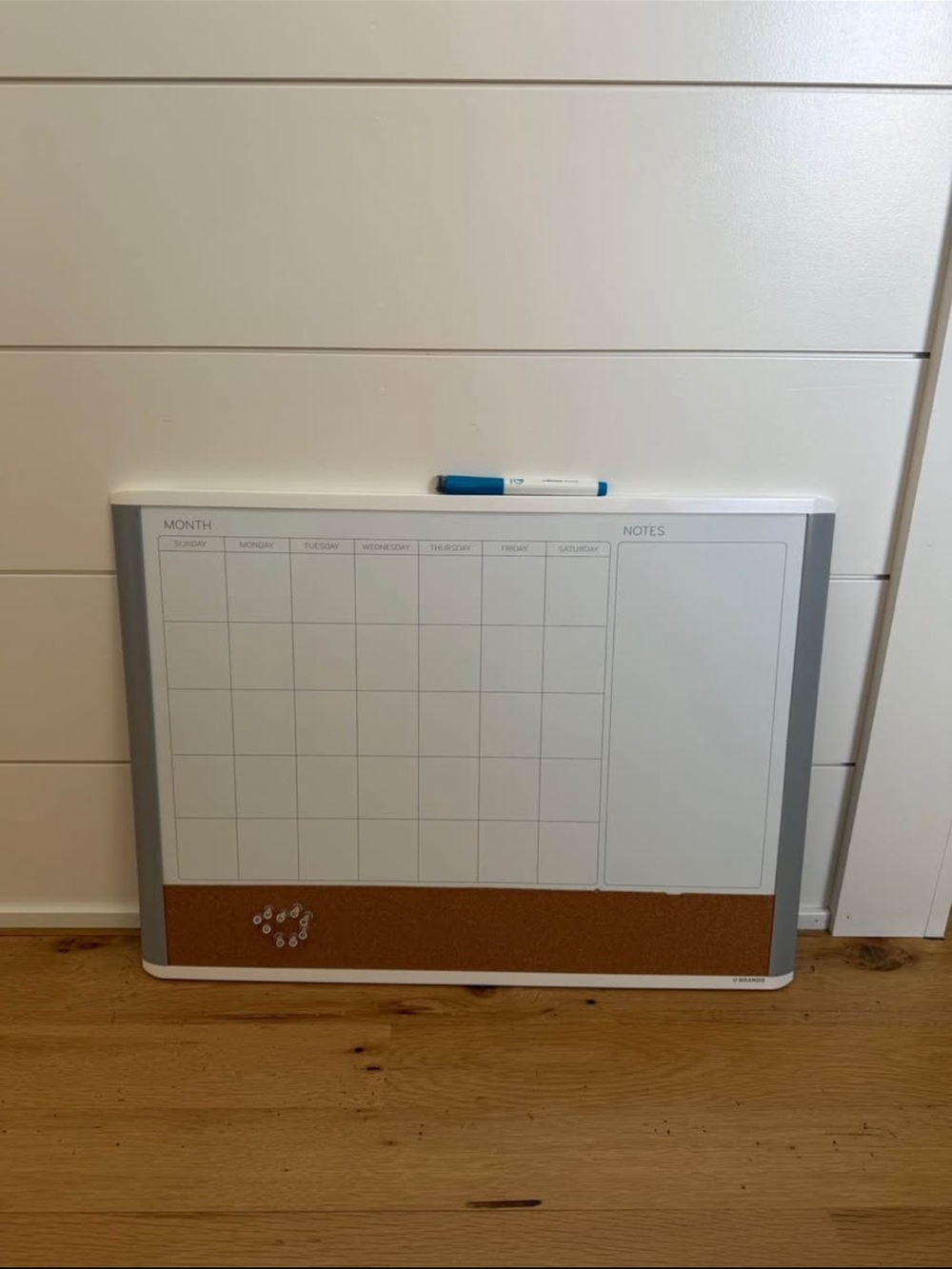 Magnetic Monthly Planner & Cork Board White β Unbranded